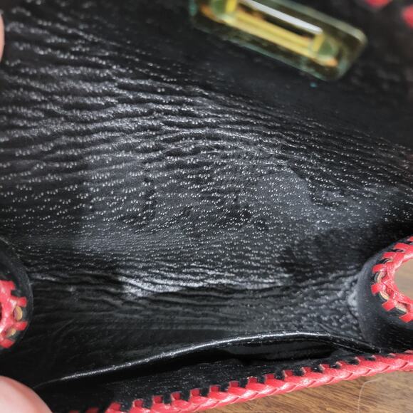 Vintage Tooled Leather Clutch Wallet Red Burgundy Floral - Picture 4 of 6